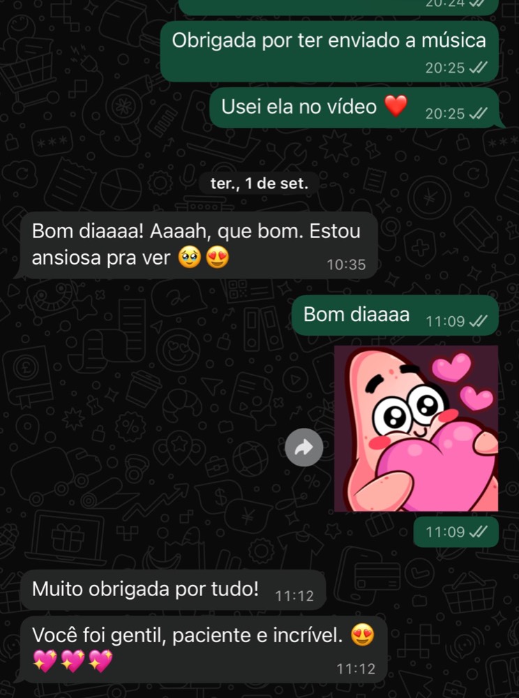 Depoimento 4 de cliente sobre o trabalho da Eduarda Nunes